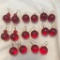 Lot of 8 Red Plastic Beaded Earrings