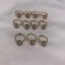 Lot of 11 Identical Gold-Toned Flower Rings with Center Faux Pearls