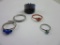 Lot of 5 Costume Jewelry Rings of Various Sizes