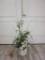 White Vase with Faux White Flowered Plant