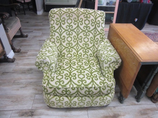 Green/White Fabric Armchair 38" Tall