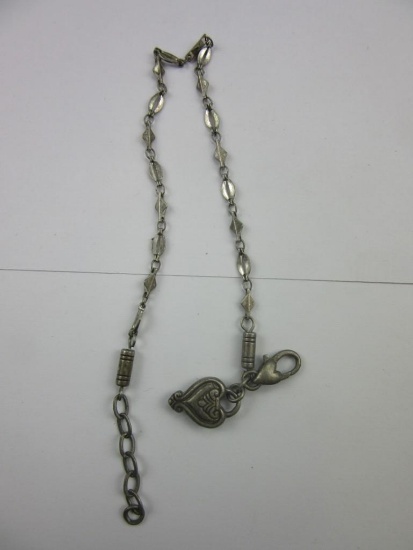 .925 Silver Heart Pendant Necklace 10.25" Long