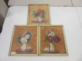 Lot of 3 Framed Prints of Swans and Flowers 13