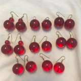 Lot of 8 Red Plastic Beaded Earrings