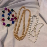 Lot of 3 Misc. Faux-Pearl and White-Bead Necklaces