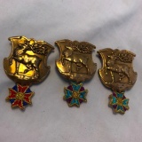 Lot of 3 Gold-Toned and Colorful Embroidered Dangling Pieces