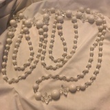 Lot of 3 Identical White and Clear Beaded Necklaces