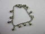 .925 Silver Chain/Bead Bracelet 7