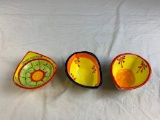 Lot of 3 Colorful Made In Spain Dip Bowls