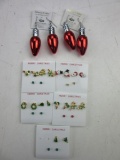 Lot of Christmas-Theme Costume Jewelry Earrings