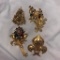 Lot of 4 Gold-Tone and Colorful Rhinestone Brooches