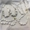 Lot of 5 White and Silver-Tone Bead Necklaces