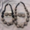 Lot of 2 Similar Style Black and White Wooden Bead Necklaces