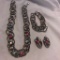 Silver-Tone and Rhinestone Necklace, Earring, and Bracelet Set