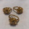 Lot of 3 Identical 18KT Gold Electroplated Rose Rings