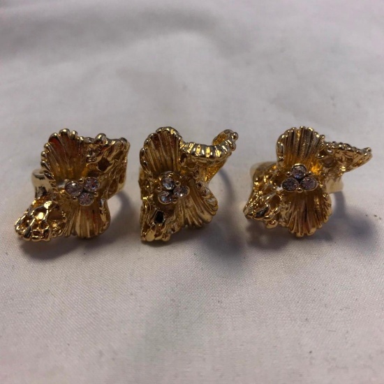 Lot of 3 Identical 18KT G.E. Rings with Cubic Zirconia Center Gems