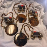 Lot of 4 Large Wooden Statement Necklaces w/ Matching Earrings