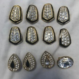 Lot of 12 Similar Rhinestone Brooches