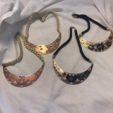 Lot of 4 Pink and Black Cloisonne Necklaces