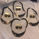 Lot of 4 Black Cloissone Necklace and Earring Sets