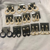 Lot of 12 Pairs of Black and White Pierced Earrings