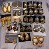 Lot of 17 MIsc. Gold-Tone Clip-On Earrings