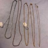Lot of 5 Simple Gold and Silver Tone Chain Necklaces
