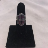 Clark and Coombs Sterling Silver Rings with Purple Gem Detail (Size 7)