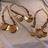 Lot of 3 Identical Seashell Necklaces