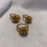 Lot of 3 Identical 18KT Gold Electroplated Rose Rings