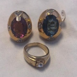 Lot of 3 Misc. Gold Electroplated Rings