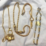 Lot of 4 Misc. Gold-Toned Necklaces