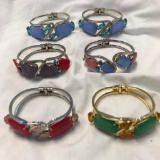 Lot of 6 Colored Rhinestone Bracelets