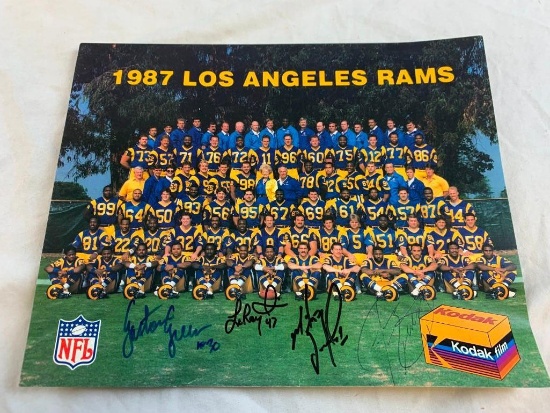 1987 Los Angeles Rams Team Photo AUTOGRAPH by 5 Players