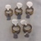 Lot of 5 Identical Cubic Zirconia Rings with Gold-Toned Bands