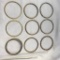 Lot of 9 Silver-Toned and Gold-Toned Bangle Style Bracelets