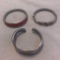 Lot of 3 Silver-Toned Bangle-Style Bracelets with White and Red Paint Detail