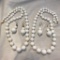 Lot of 2 Identical White Bead Necklace and Earring Sets