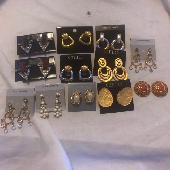 Lot of 12 Misc. Pairs of Clip-On Earrings