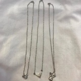 Lot of 3 Misc. Thin Silver Toned Necklaces with Small Pendants