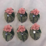 Lot of 6 Identical Rose Brooches