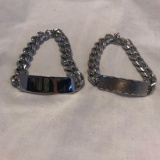 Lot of 2 Similar Style Silver Bracelets