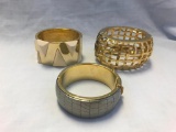 Lot of 3 Gold-Tone Cuff Bracelets