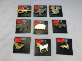 Lot of 9 Gold-Tone Animal Themed Brooches