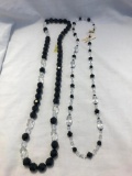 Lot of 2 Black and Clear Genuine Austrian Crystal Necklaces