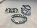 Lot of 3 Silver-Tone Bracelets