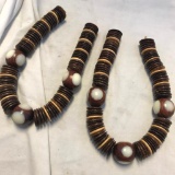 Lot of 2 Identical Wooden Bead Necklaces