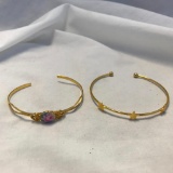 Lot of 2 Thin Gold-Toned Bangle Bracelets