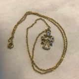 Gold-Tone Necklace w/ Rhinestone Angel Pendant