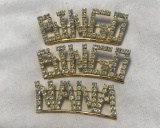 Lot of 3 Misc. Rhinestone Word Brooches